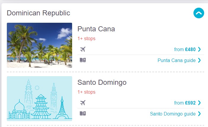 Skyscanner search Luton to Dominican Republic